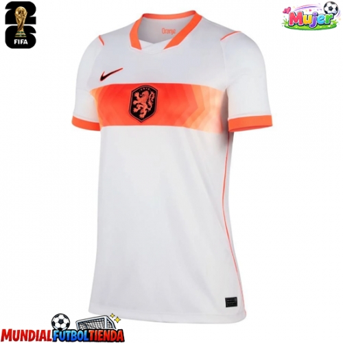 Camiseta Países Bajos Segunda Equipación Replica Mundial 2026 para mujer mangas cortas